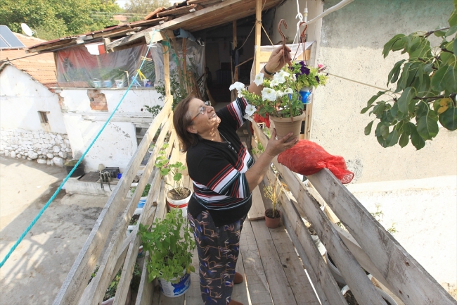 Çorum'da iki ev arasına ahşap köprü yaptırdılar